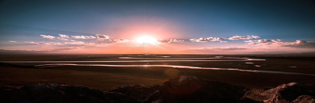 river, stream, sunset