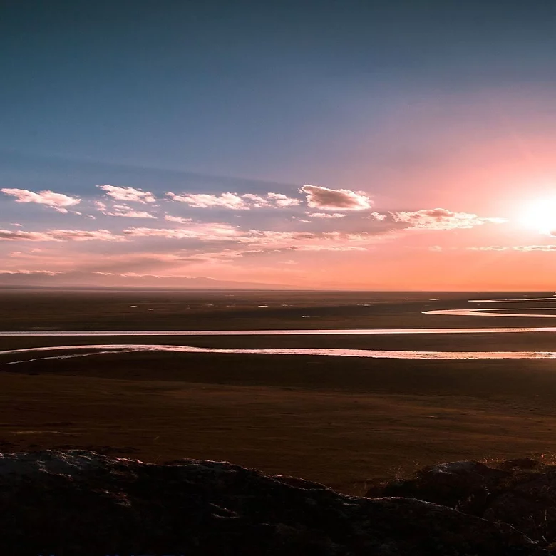 river, stream, sunset